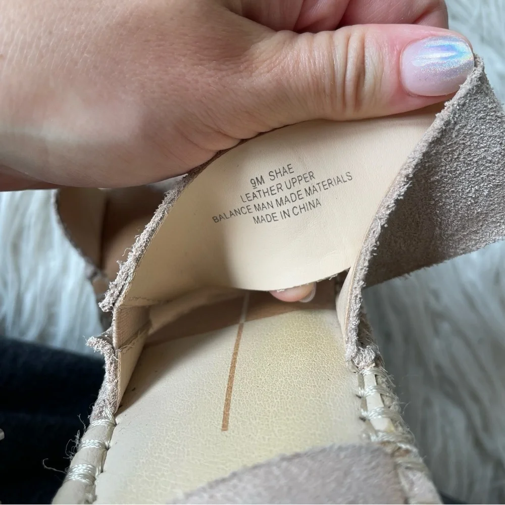 Dolce Vita Beige Shae Suede Espadrille Platform Wedge Heel Strappy Sandal EUC 9